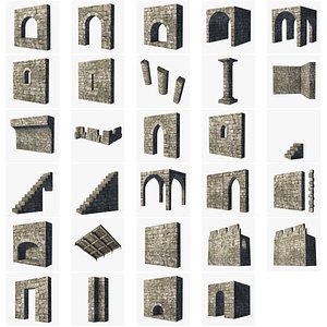 castle building set fantasy 3d blend