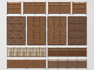 Modular Bamboo Fence and Screen Pack model