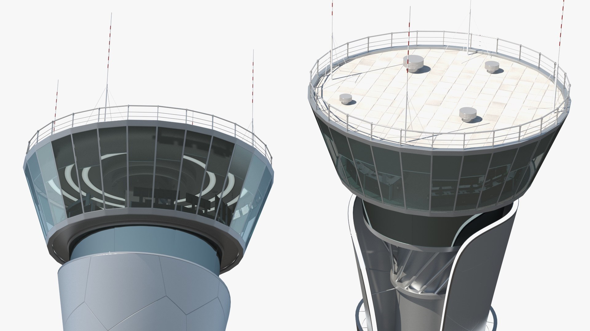 3D Model Airport Air Traffic Control Towers Collection - TurboSquid 2080794