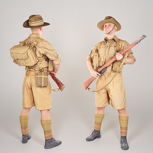 australian infantryman character 1940s 3D model
