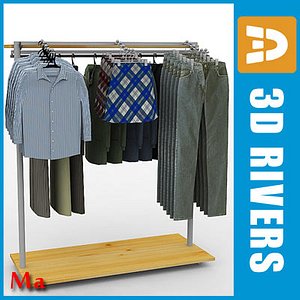 retail clothing rack v1 3d model