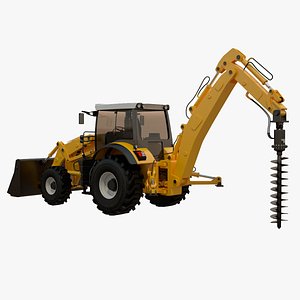 backhoe earth auger 3D model