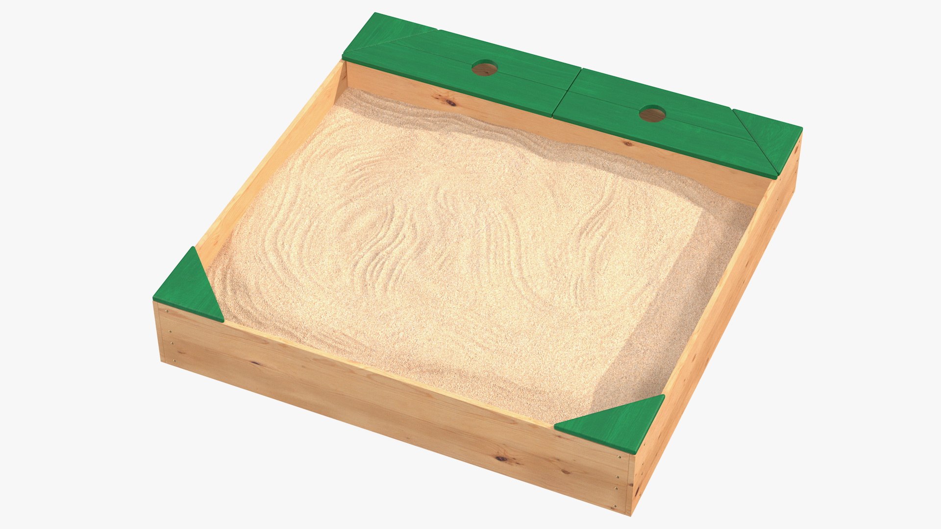 Wood Sandpit with Storage Box 3D model preview
