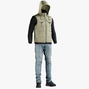 vest pants sneakers 3D model