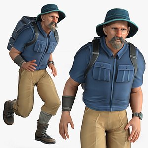 Cartoon Rigged Adventure Man-XX Character 3D Model