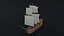 3D Low-poly Cartoon medieval ship 2 Polygonal Style