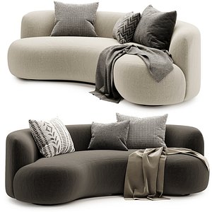 3D contemporary twin curved sofa