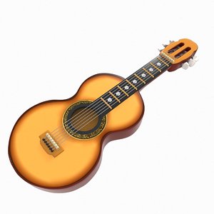 3d cartoon guitar toon