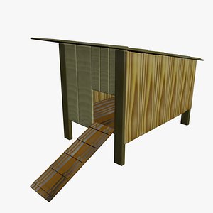 chicken coop hen house obj