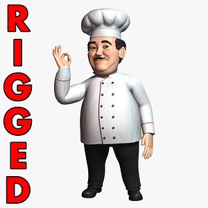3D cartoon chef rigged character