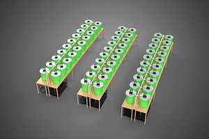 LAYOUT PARALLEL ARRAY ROW INDOOR DUTCH BUCKET HYDROPONIC SYSTEM 3D model