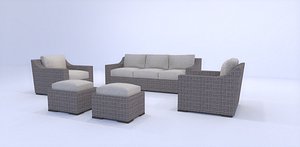 3D outdoor patio lounge set