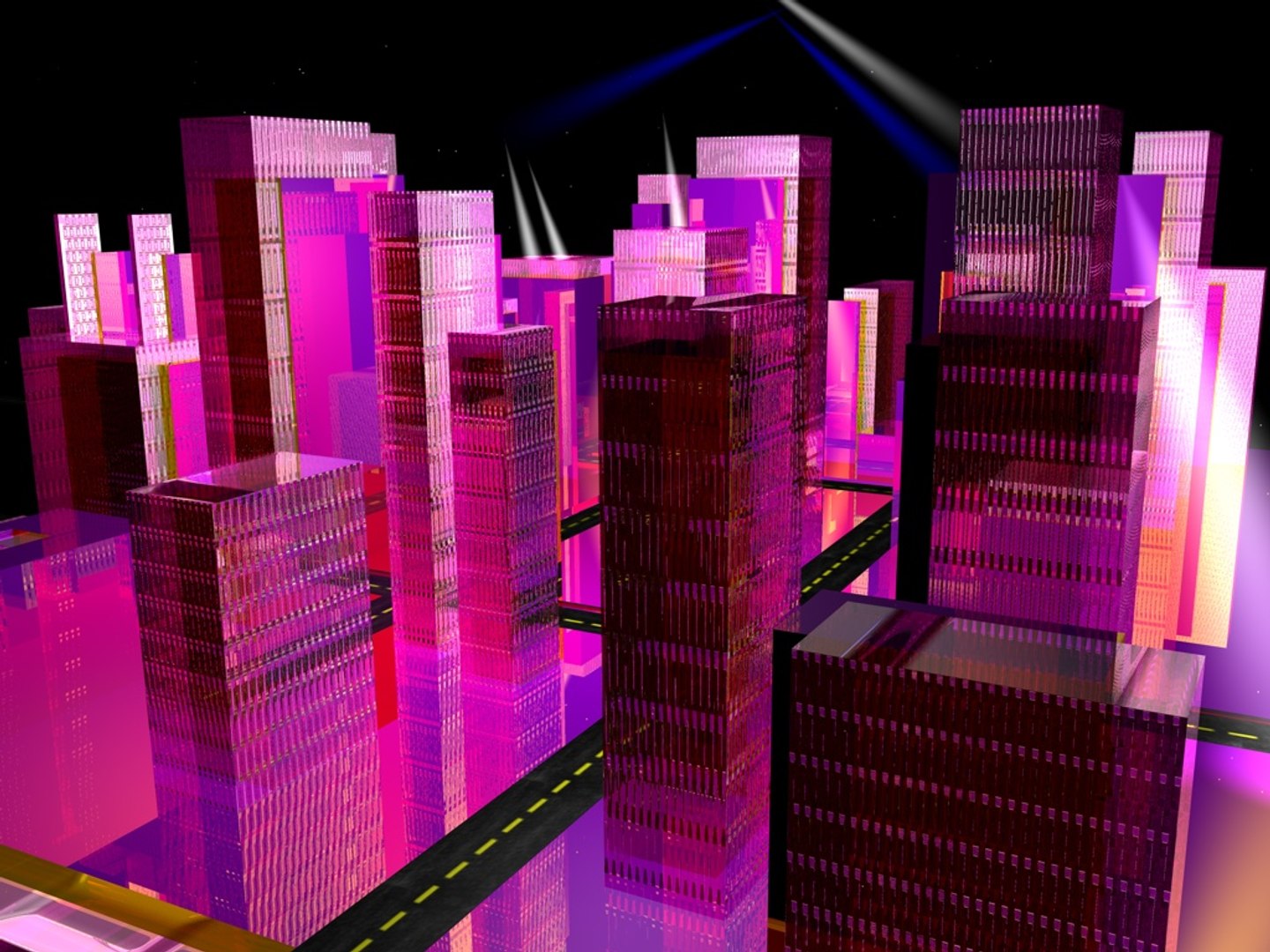 Free Pink Futuristic City 3d Model