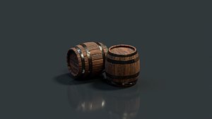 3D Stylized Wooden Barrels model