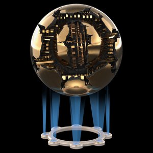 3D Golden Fractured Sphere on Floating Energy Ring