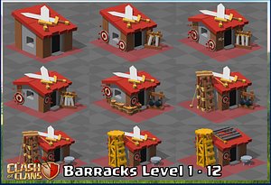 3d model of clash clans barracks level