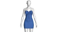 Girls Sweetheart Neckline Denim Mini Dress