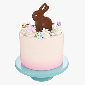 3D Easter cake with chocolate bunny