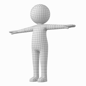 adult stylized stickman t-pose 3D model