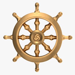 3D Wheel of Dharma Symbol