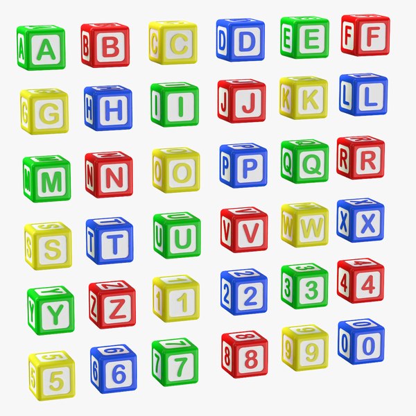 alphabet blocks letters numbers 3D