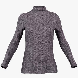 3D Brown Turtle Neck Pull Top Remastered