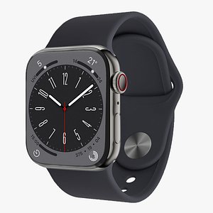 Apple Watch 8 Series - Graphite Stainless Steel Case with Sport Band 3ds Max 3D model