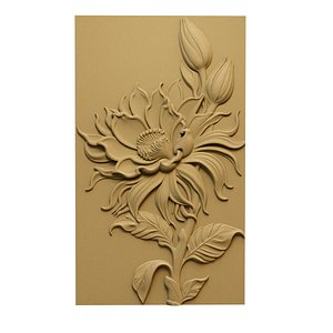 3D Modern Flower Bouquet Relief Wall Decor Set STL Mural CNC 386 model