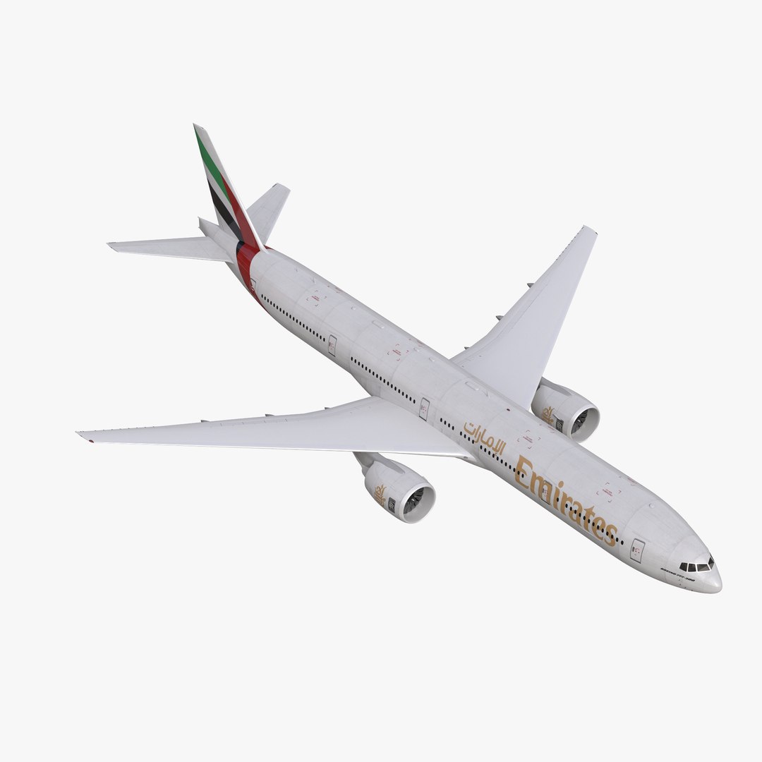 Boeing 777-300 Emirates Airlines Rigged 3D model preview