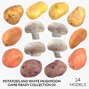 Potatoes and White Mushroom Game Ready Collection 02 - 14 models model