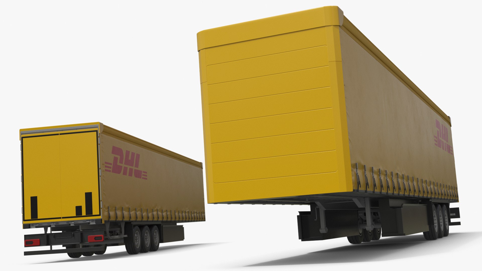 DHL Curtain Side Trailer 3D model preview
