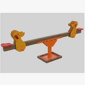 3D Playground Wooden Seesaw Teeter Totter - 03 model