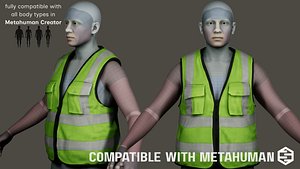 Worker Green Vest - MetaHuman Compatible Low-poly 3D model