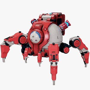 3D Sci-Fi Walker Robot Rigged Lowpoly PBR model