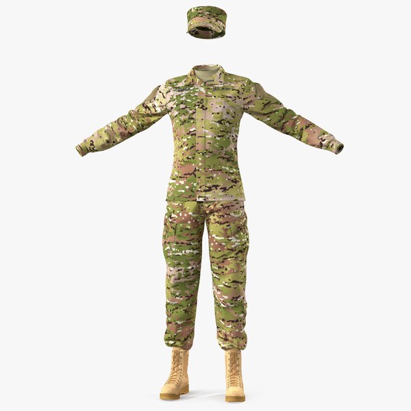 3D female soldier camouflage uniform