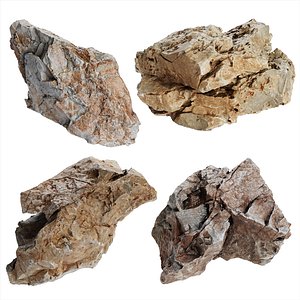 4 Photorealistic PBR Rocks -1- 360 Degree Scanned - LODs Low Med High - 8K Textures