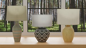 3D Collection of 3 Low Poly Decorative Table Lamp