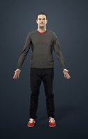 Animated Casual Man in Jeans - A-pose - Jest - rigged Biped CAT  walk included