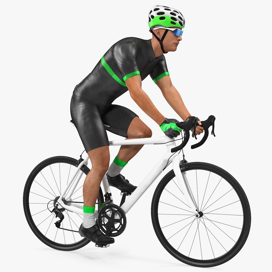Cyclist Riding Bike Rigged 3D model preview