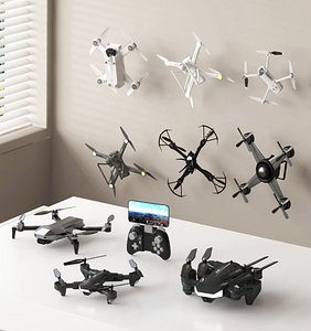 3D Quadcopter Drones Collection Aircraft Drone
