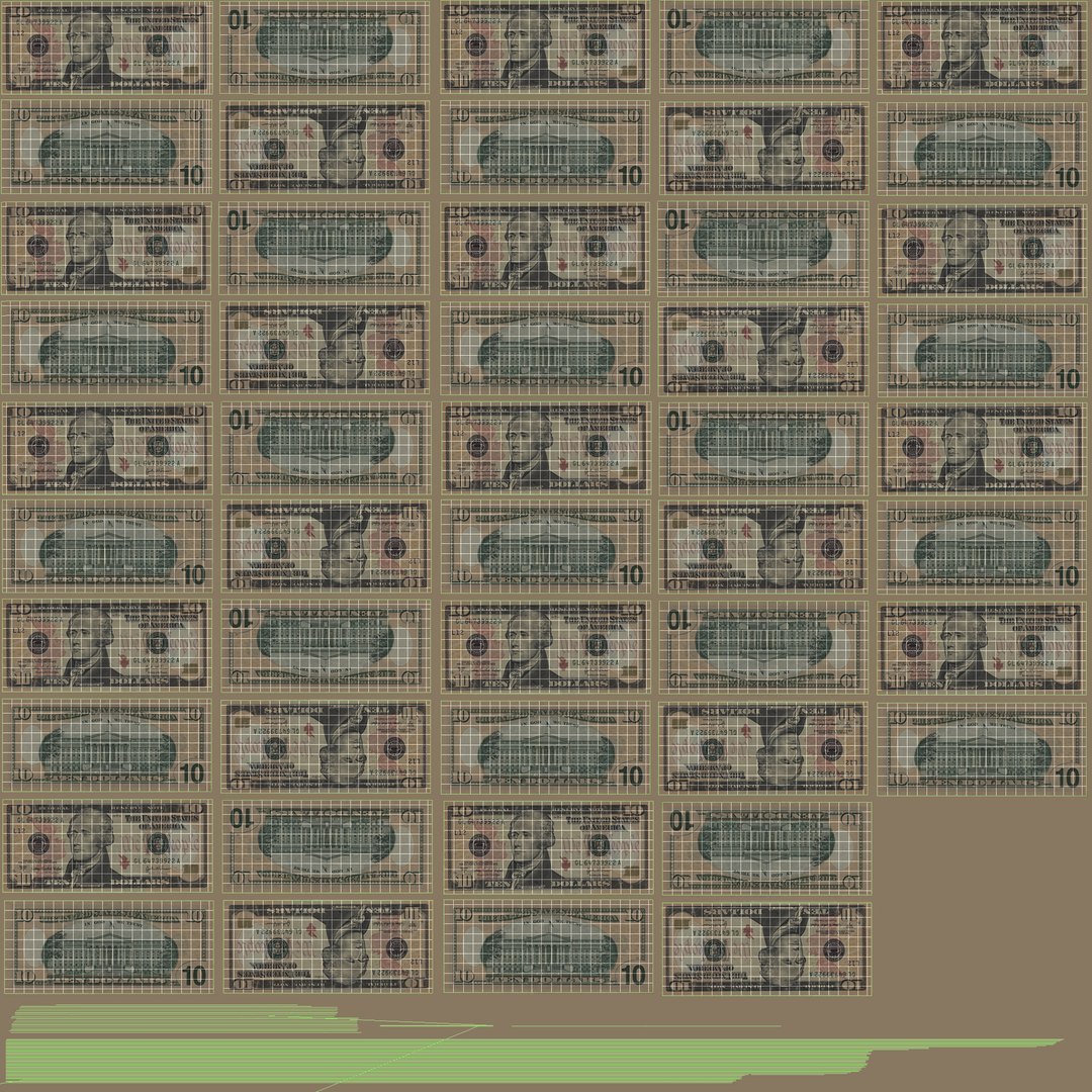 3D 10 dollars pile https://p.turbosquid.com/ts-thumb/pt/0YtMqT/wrRSYASO/uvw_21/jpg/1609242563/1920x1080/fit_q87/e8d95723a7cd4321b696196aec9e71728501e098/uvw_21.jpg