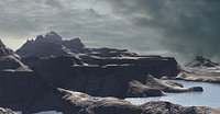 Realistic Canyon mountain sea landscape
