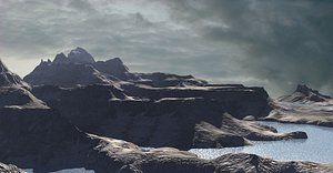realistic mountains sea scene max