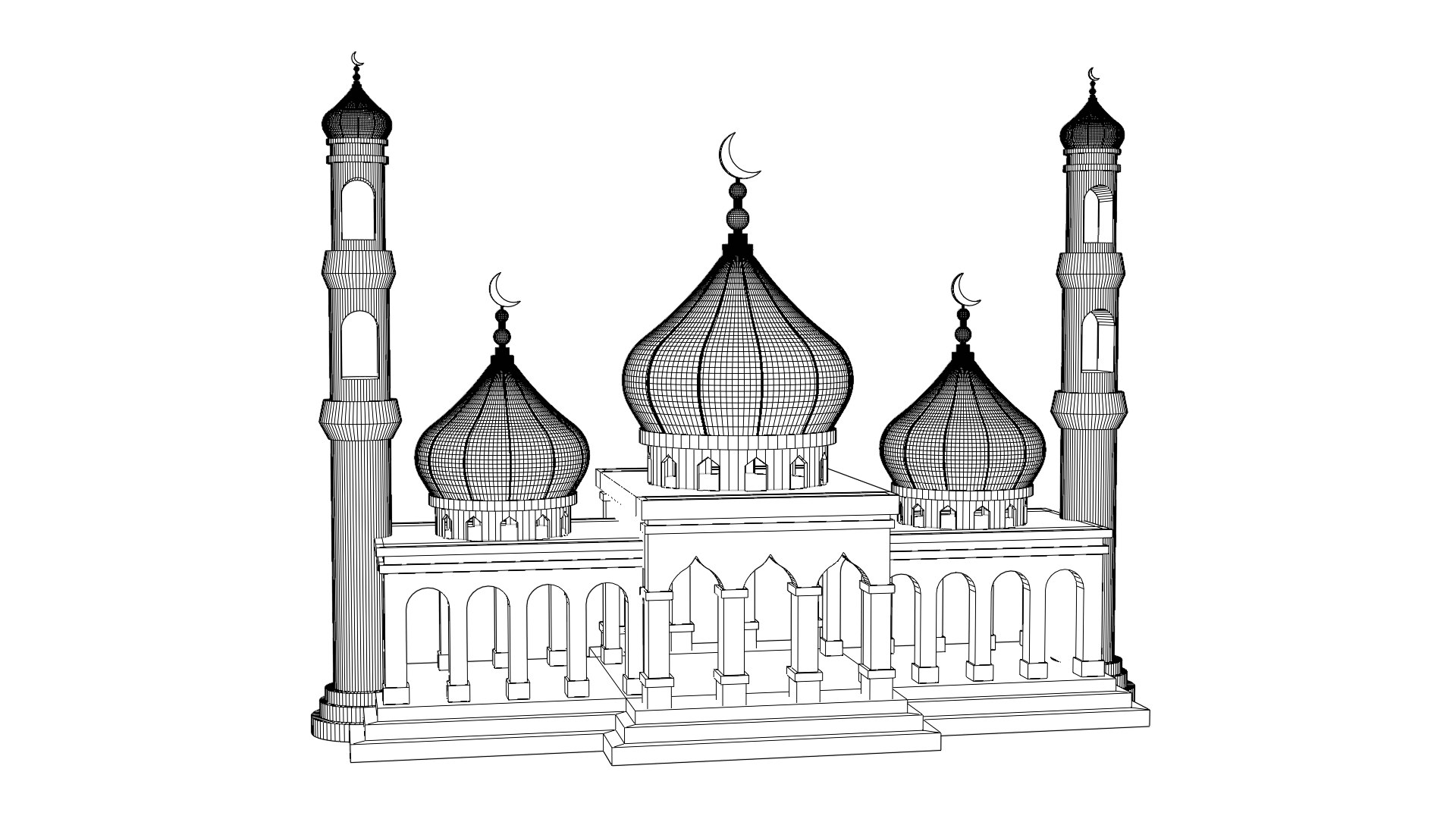 Mosque Illustration Design 3D - TurboSquid 2203954