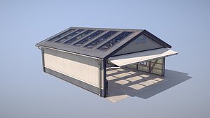 3D Airfield Hangar 12m Vr2 DARK model