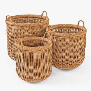 wicker basket oat color 3d model