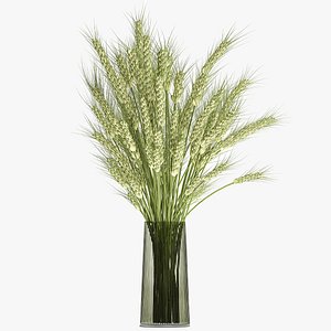 3D Decorative bouquet of wheat ears in a vase for decor 125