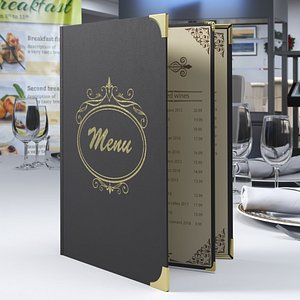 3D Vintage Menu Book Cover Rigged for Cinema 4D