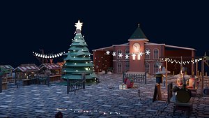 3D model Cozy Christmas Village Market - 200 Asset Stylized Low Poly Pack