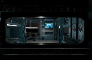 Futuristic chamber Sci-fi simulation Cyber realm High-tech room Low-poly 3D